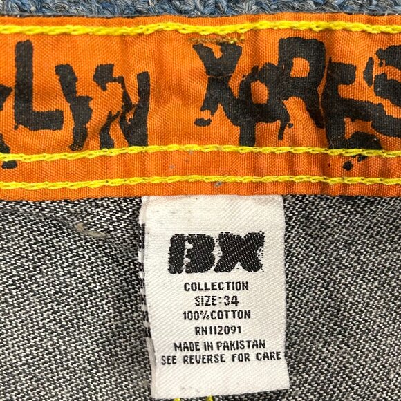 Brooklyn Xpress Dark Wash Embroidered Baggy Wide Skate Jeans Sz 34 - Picture 2 of 12